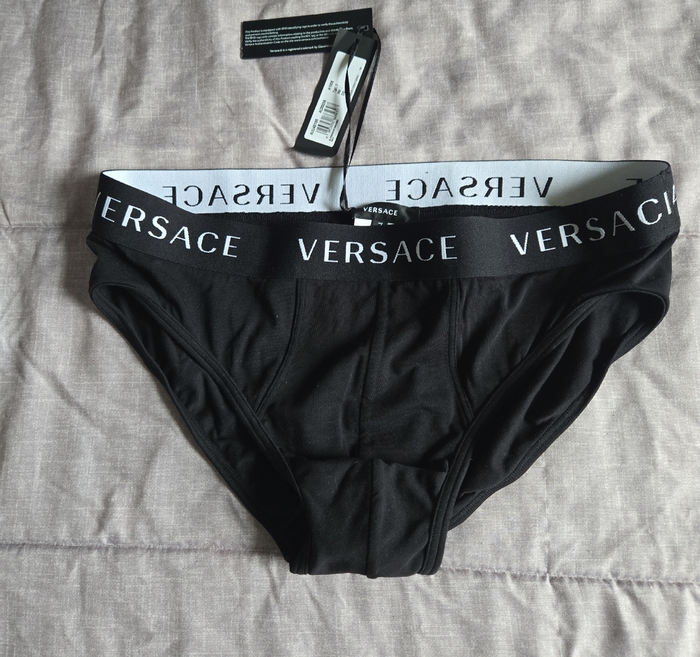 Versace Black Men's Logo Elastic Waist Briefs